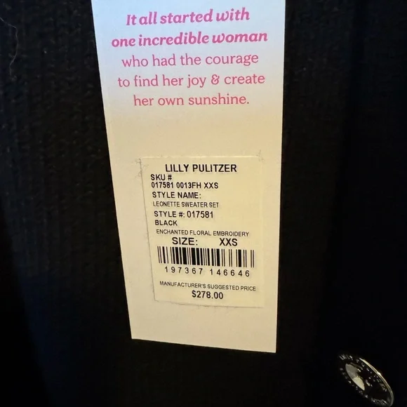 Lilly Pulitzer Black Cardigan with White Floral Accents - Picture 5 of 7